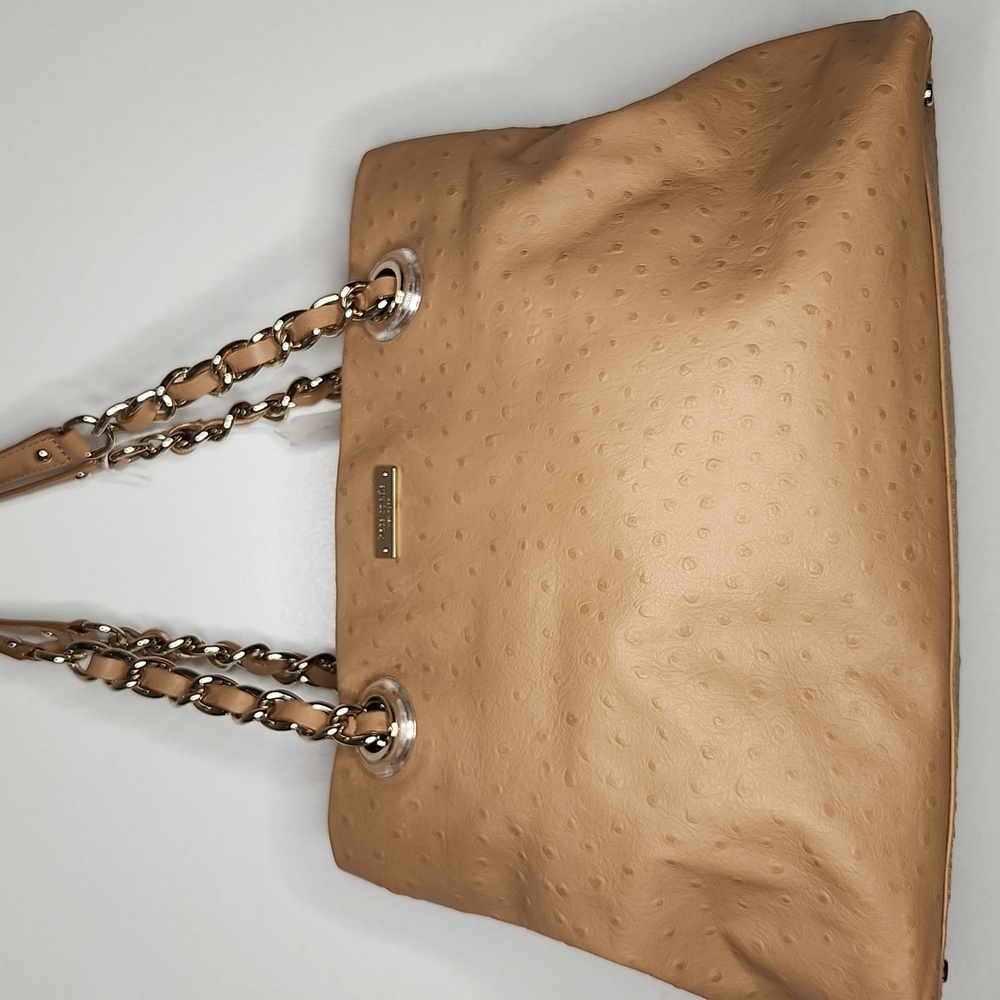 KATE SPADE Tan ostrich shoulder tote gold/lucite. EUC Preloved item sold as is